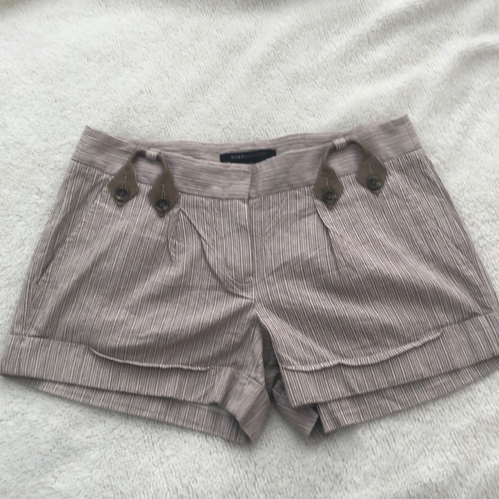 BCBGMaxAzria tan striped shorts